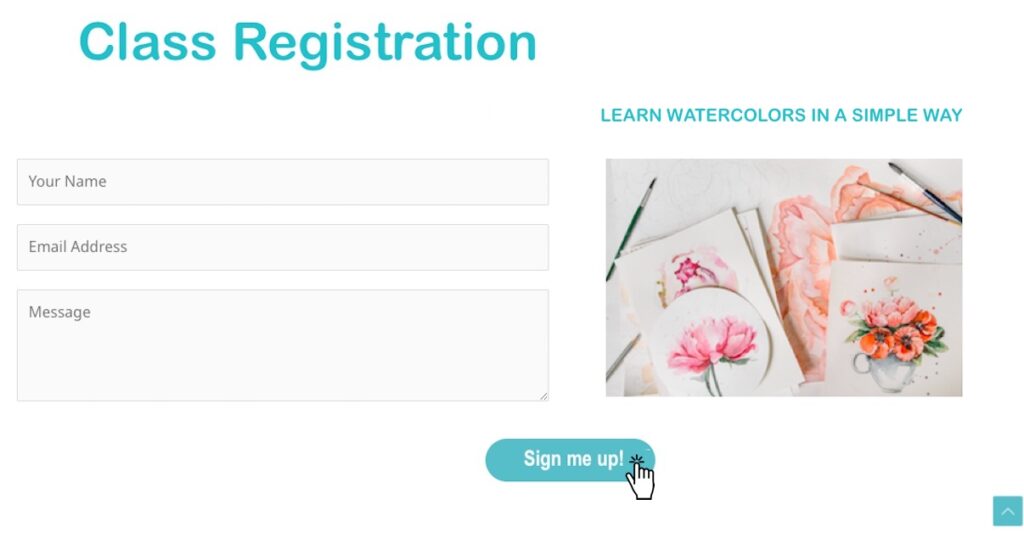 Class registration form online marketing